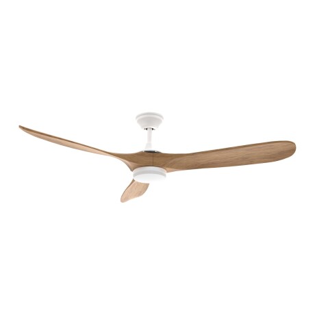 Ventilador de Techo Practic Life FS52930C 60" con 3 Aspas de Madera, Luz LED y Control Remoto Blanco