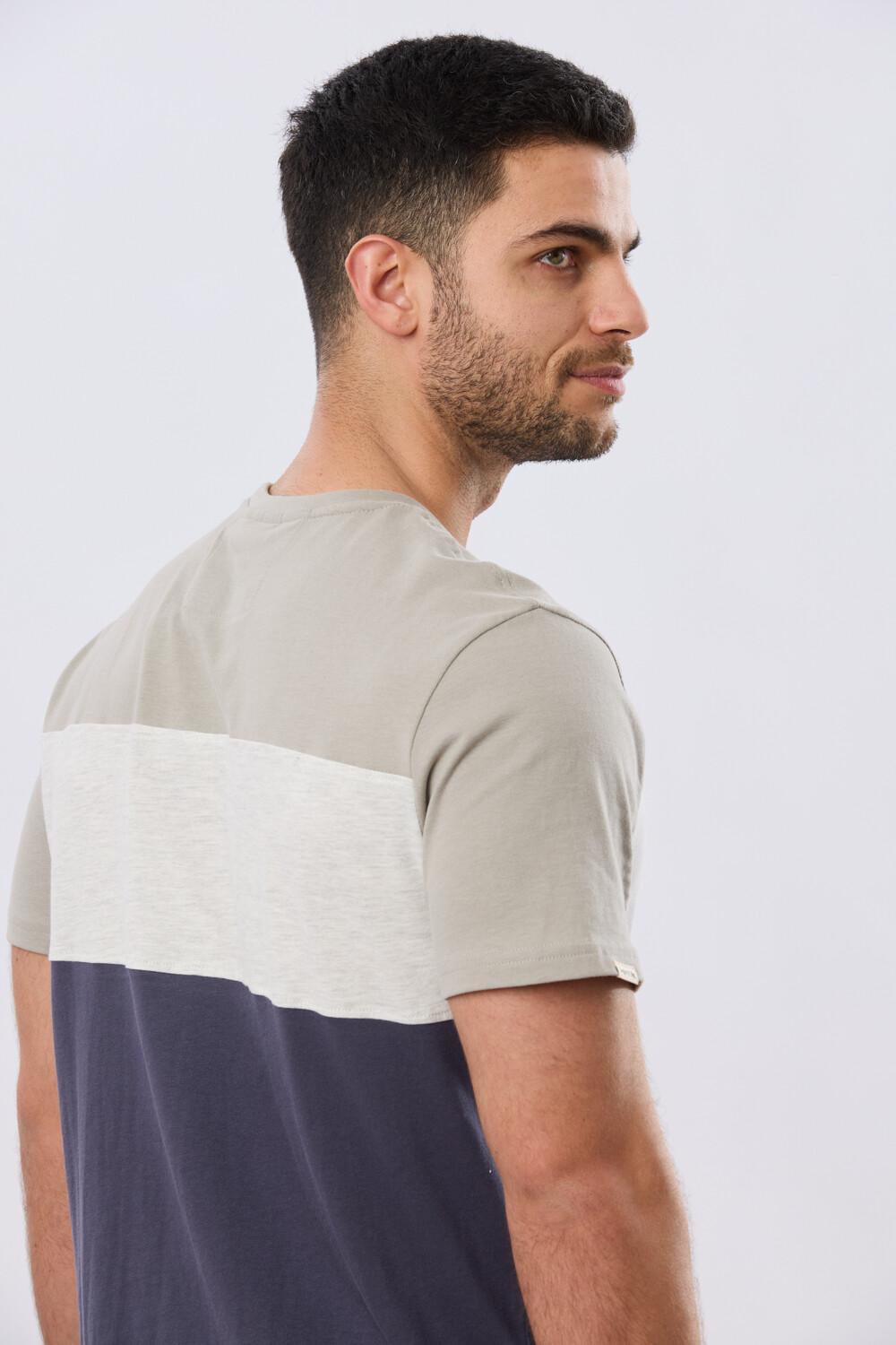REMERA RAYADA DE ALGODÓN Azul