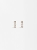Pendientes Cortos Con Circonitas plateado