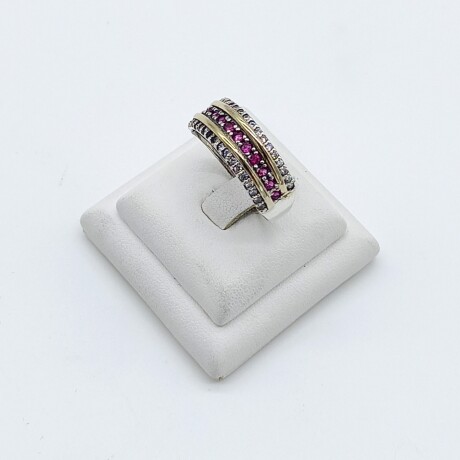 Anillo de plata 925, double en oro 18 ktes y circonias. Anillo de plata 925, double en oro 18 ktes y circonias.