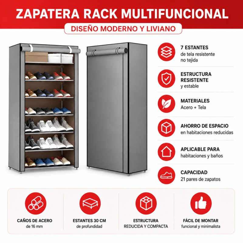 Zapatera de tela GRIS