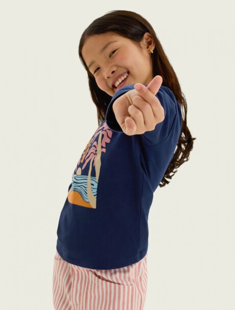 BLUSA DE MANGA LARGA CON ESTAMPADO AZUL