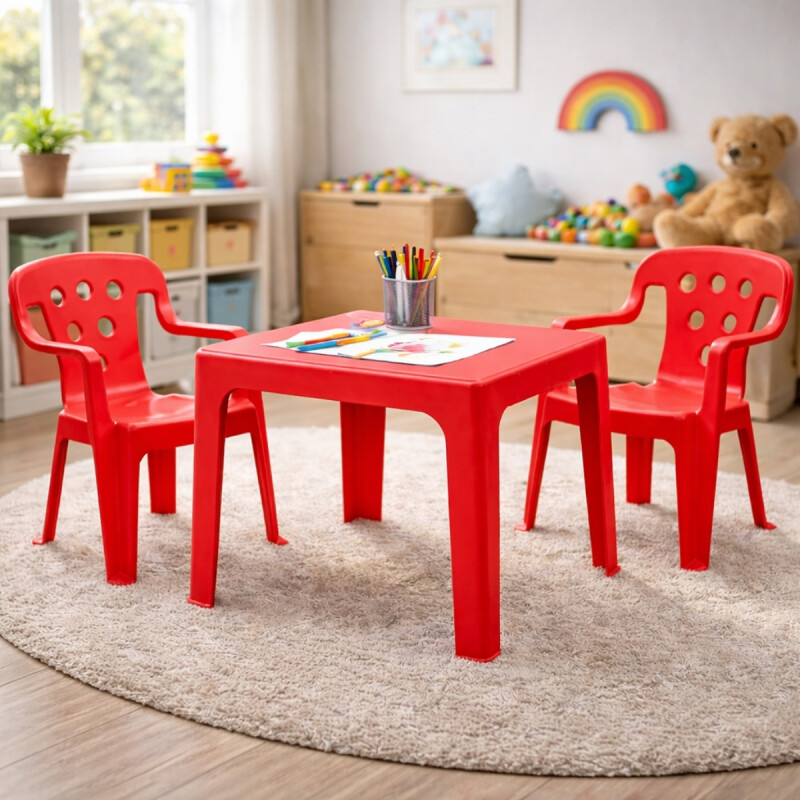 Juego De Mesa + 2 sillas infantil ROJO