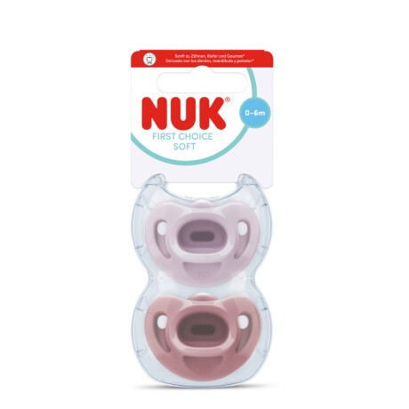 Chupetes de Silicona NUK First Choice Soft Violeta y Rojo 0 a 6 Meses 2 Unidades Chupetes de Silicona NUK First Choice Soft Violeta y Rojo 0 a 6 Meses 2 Unidades