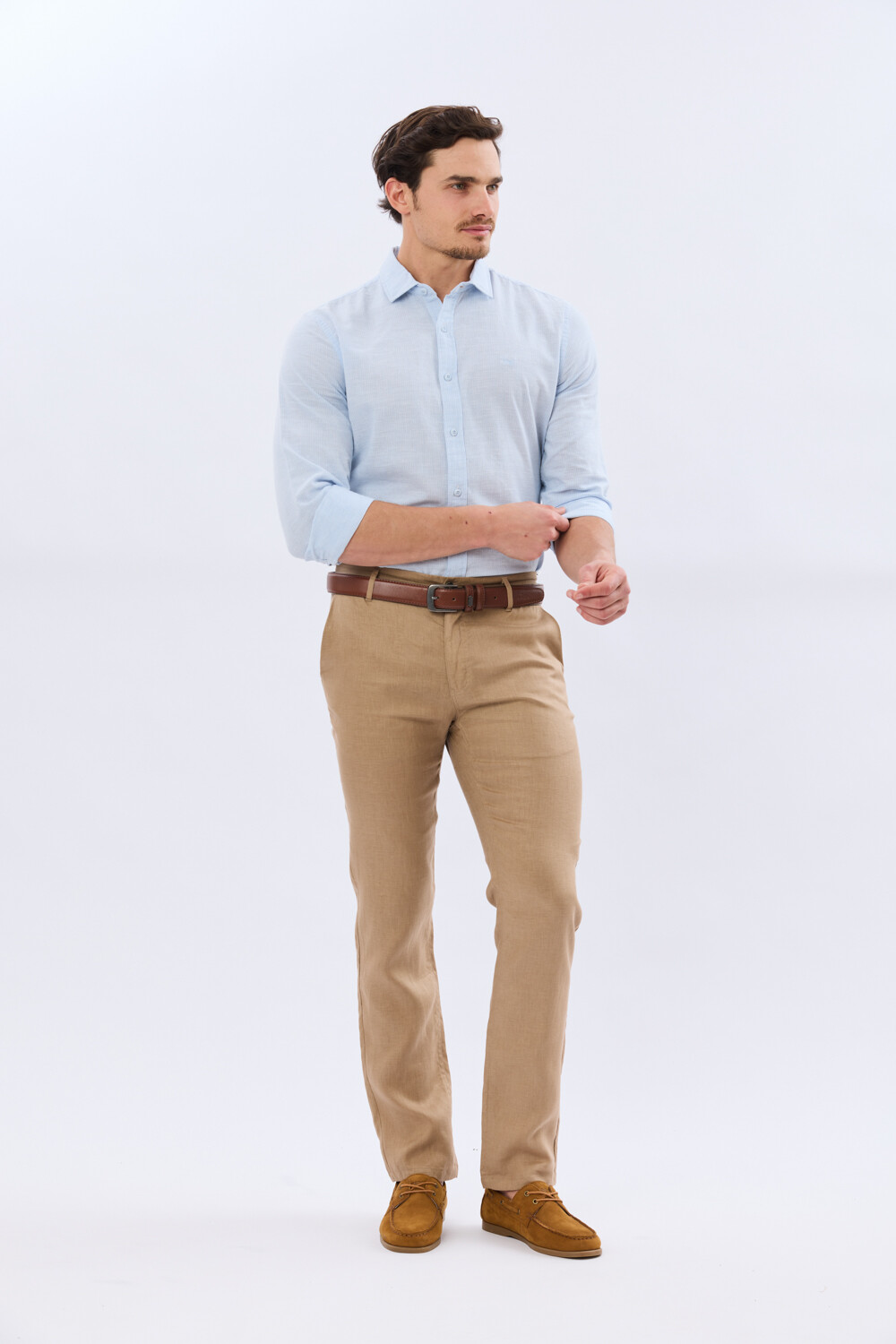 PANTALON CLÁSICO DE LINO Tostado