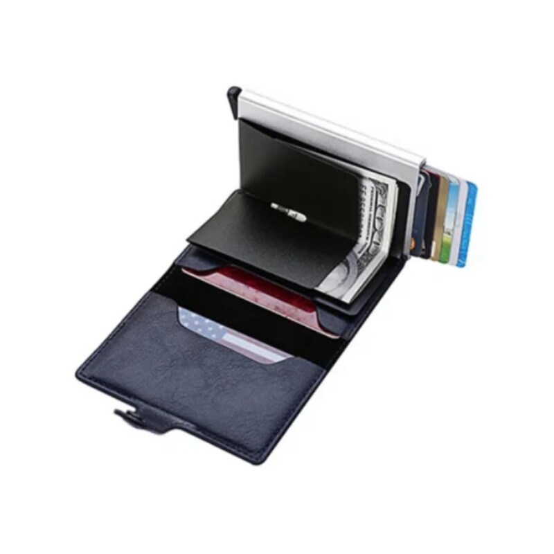 Tarjetero Billetera Bloqueo Rfid Anti Clonacion Color azul
