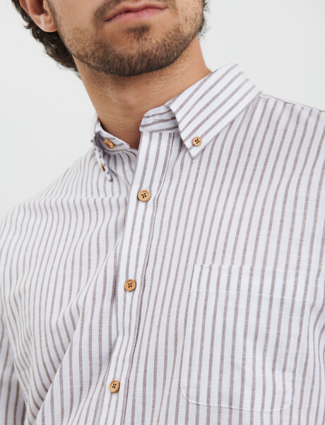 012505 CAMISA HARRINGTON LABEL Tostado / Blanco