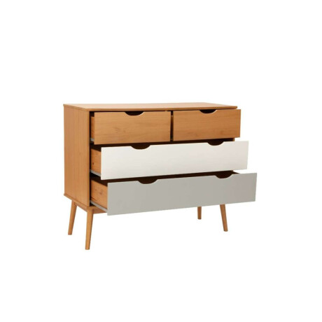 Comoda 4 Cajones Linea Nordica Roble/Gris claro/Blanco