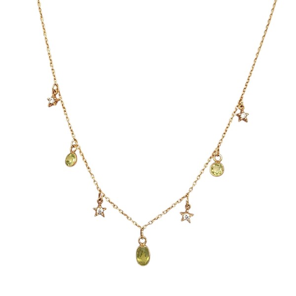 Conjunto Onam-Plata rodinada con micra de oro 18k - Piedra Peridoto y Topacio blanco-CJ2008 conpiedra