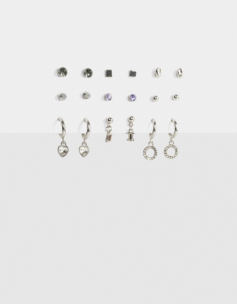 Set De Aros Con Strass Multicolor 