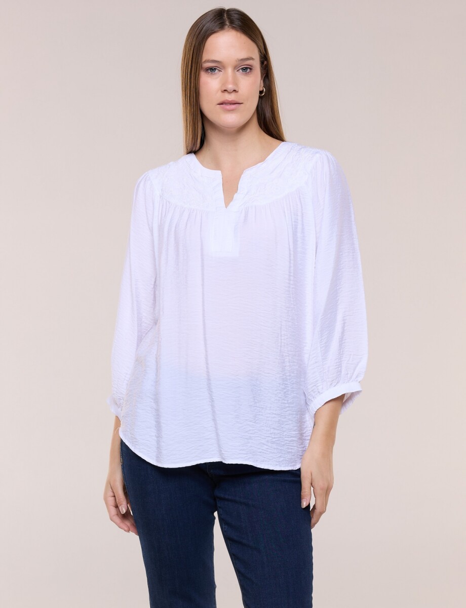 Blusa Canesu Bordado - Blanco 
