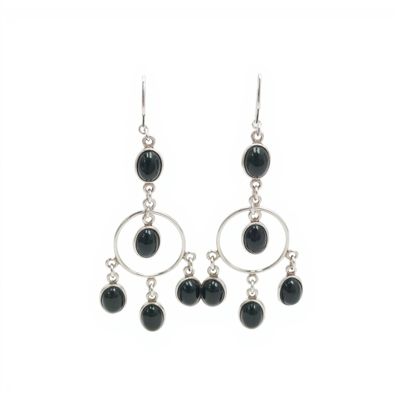 Caravanas Colgante-Plata 925-Piedra ónix-CA3330 conpiedra