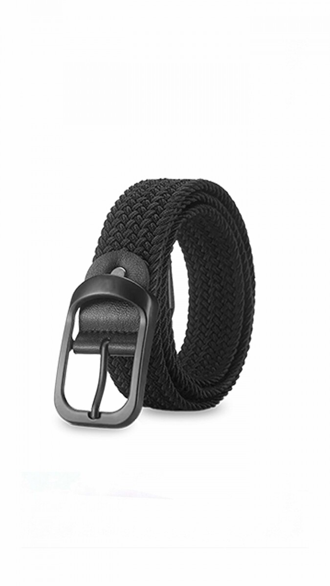 CINTO UNISEX HEBILLA RECTANGULAR ELASTIZADO - NEGRO 