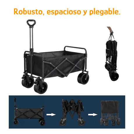 Carro Plegable Reforzado Camping Rueda de 8cm Negro