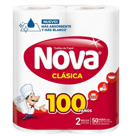 TOALLA DE COCINA NOVA CLASICA 100 PAÑOS 2 ROLLOS TOALLA DE COCINA NOVA CLASICA 100 PAÑOS 2 ROLLOS