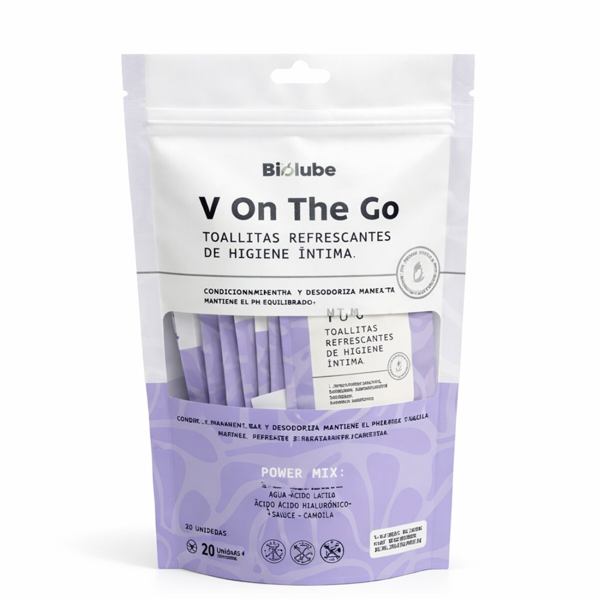 Toallitas Intimas Biolube V On The Go Individuales 20 Uds. 