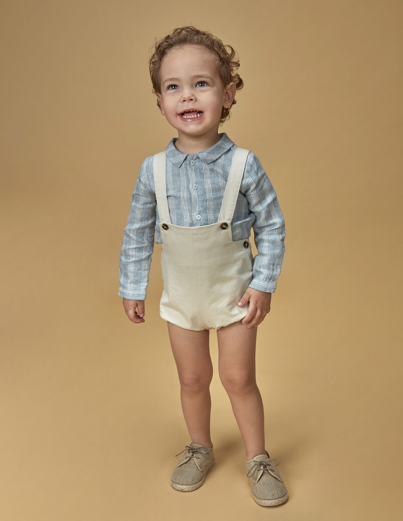 Camisa Cuello Bebe Rayas Azul Suave Gocco