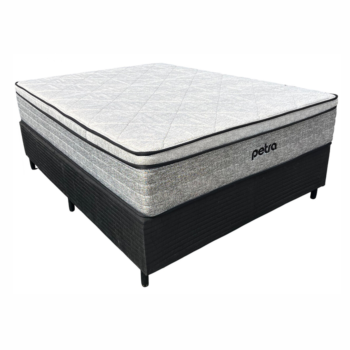 Conjunto Sommier Petra Flex 2 Plazas Espuma + Eps 33 Cm De Altura Soporta 150kg Ortopédico 
