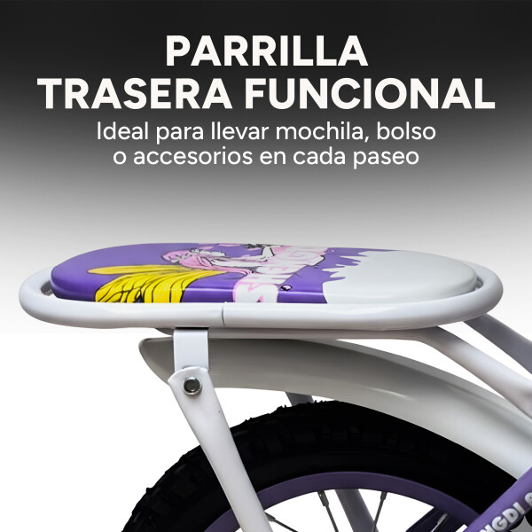 Bicicleta infantil Shengdi Rod 12 Canasto Parrilla Rueditas Color Violeta