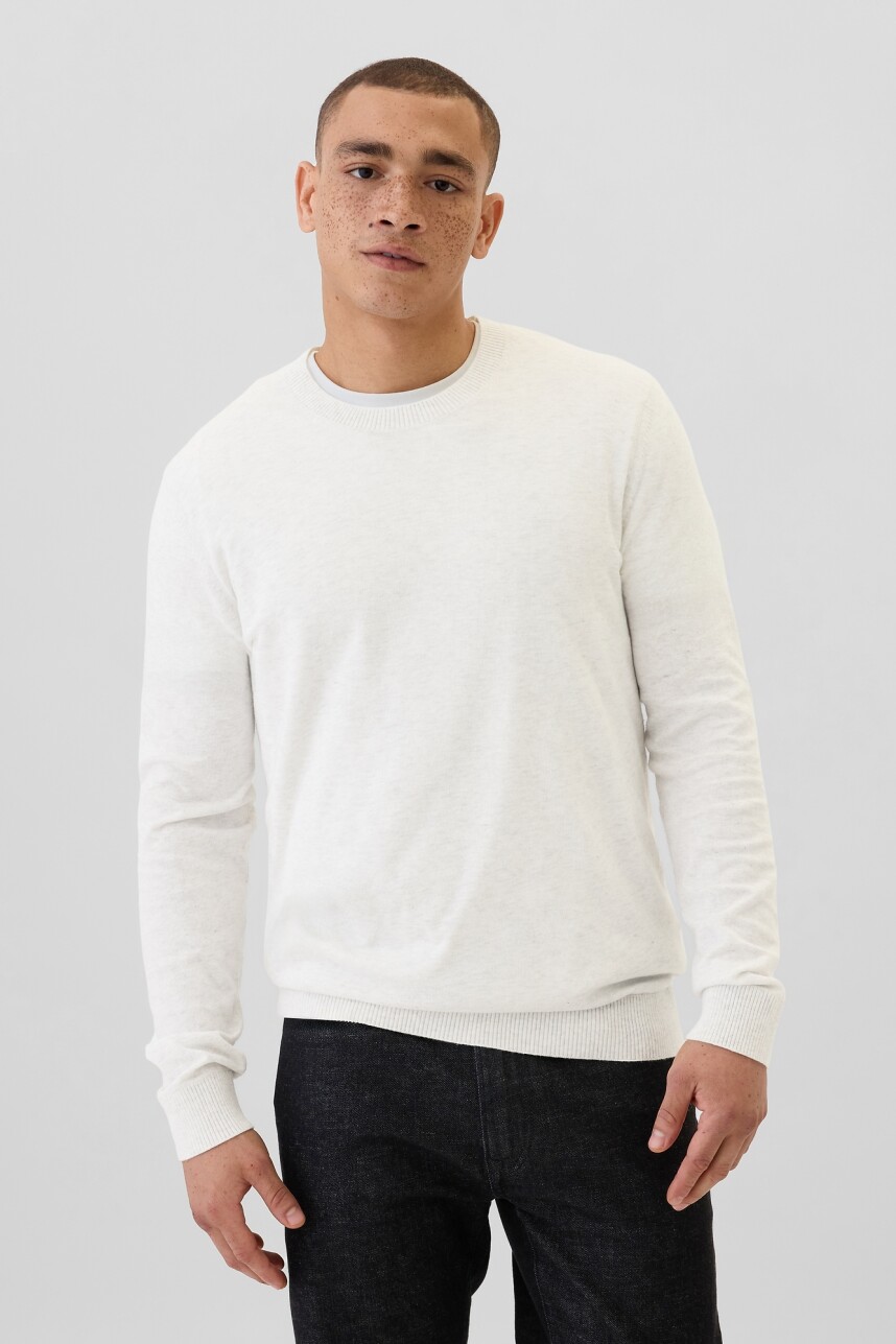 Buzo De Algodón Cuello Redondo Hombre Cream