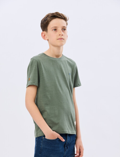 REMERA BÁSICA DE ALGODÓN Verde Melange