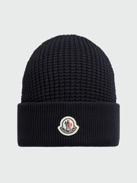 Moncler - Gorro de Algodón Texturizado Azul