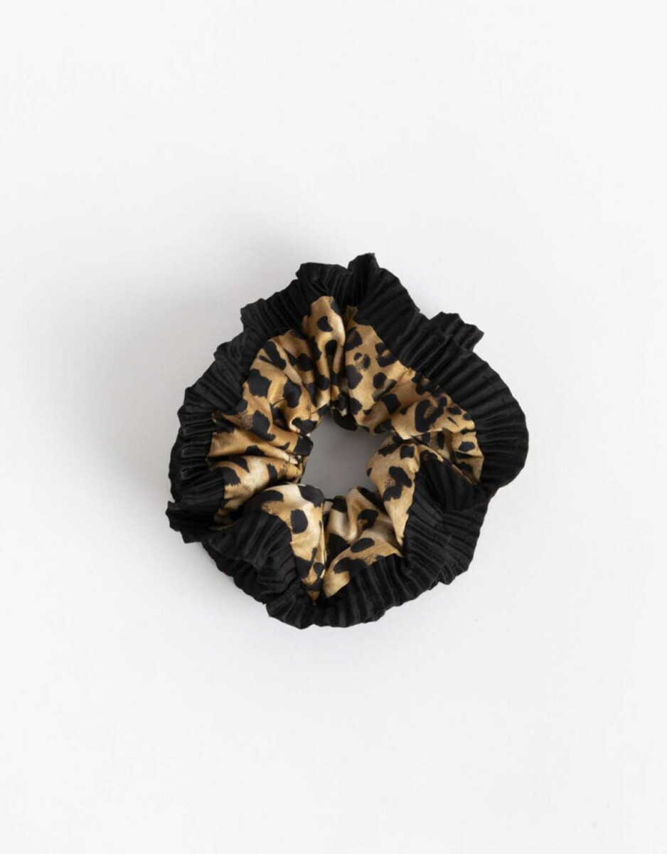 Scrunchie Plisado Animal Print - Combinacion Bicolor 