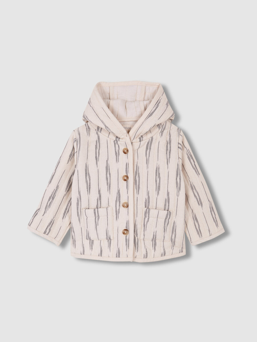 Abrigo Acolchado Estampado Ikat Blanco Roto