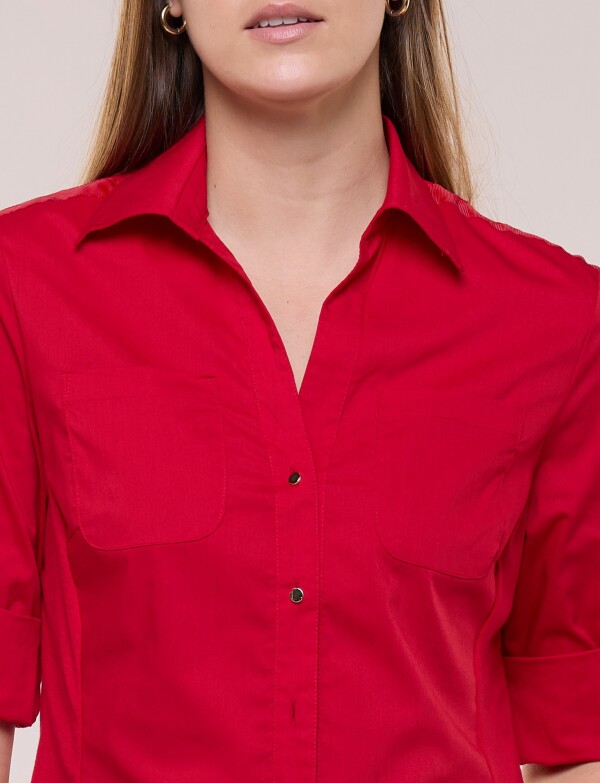 Camisa Algodon Con Laterales Elastizados ROJO