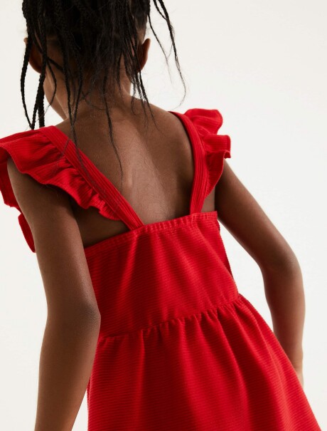 VESTIDO INFANTIL CON VOLADOS ROJO