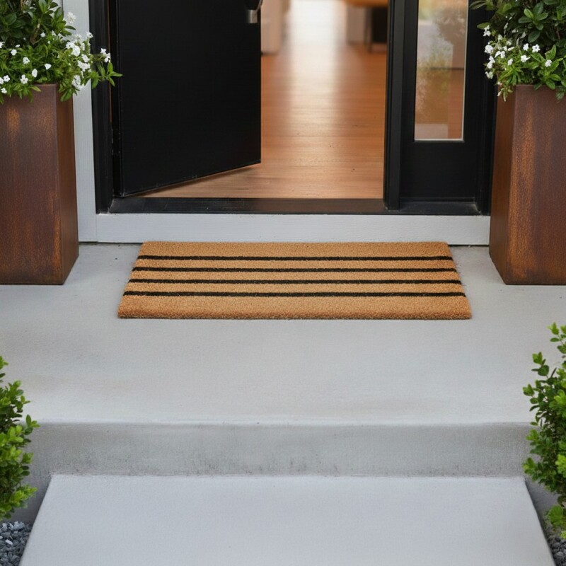 ALFOMBRA COCO RECT NATURAL C/DET NEGRO 60X90CM Unica