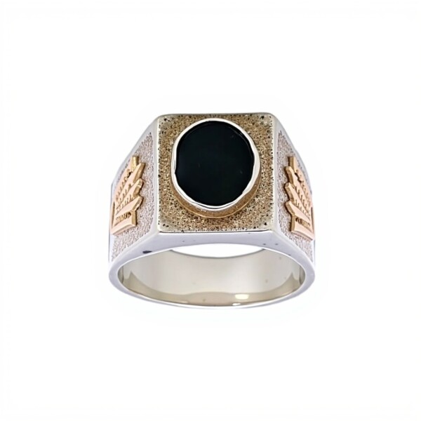 Anillo Mesa-Plata y Oro-Piedra Onix-AN5175 conpiedra