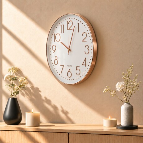 Reloj de Pared Grande Blanco con Números Dorados - Ø 50cm Reloj de Pared Grande Blanco con Números Dorados - Ø 50cm