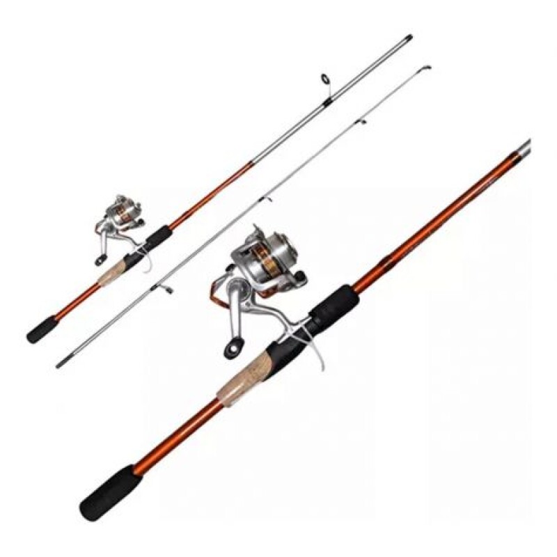 Caña Okuma Steeler Combo Caña + Reel + Tanza 1,65 Mts Naranja