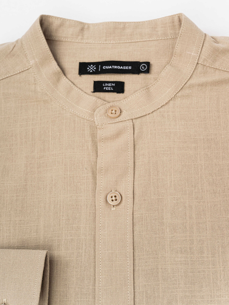 Camisa m/l efecto lino - topo 