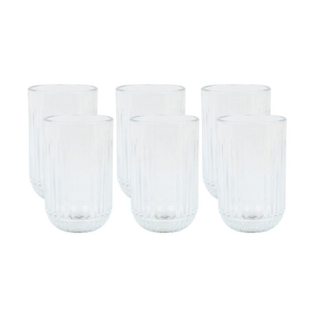 Set de vasos largos de vidrio labrado 6 unidades 420ml Set de vasos largos de vidrio labrado 6 unidades 420ml