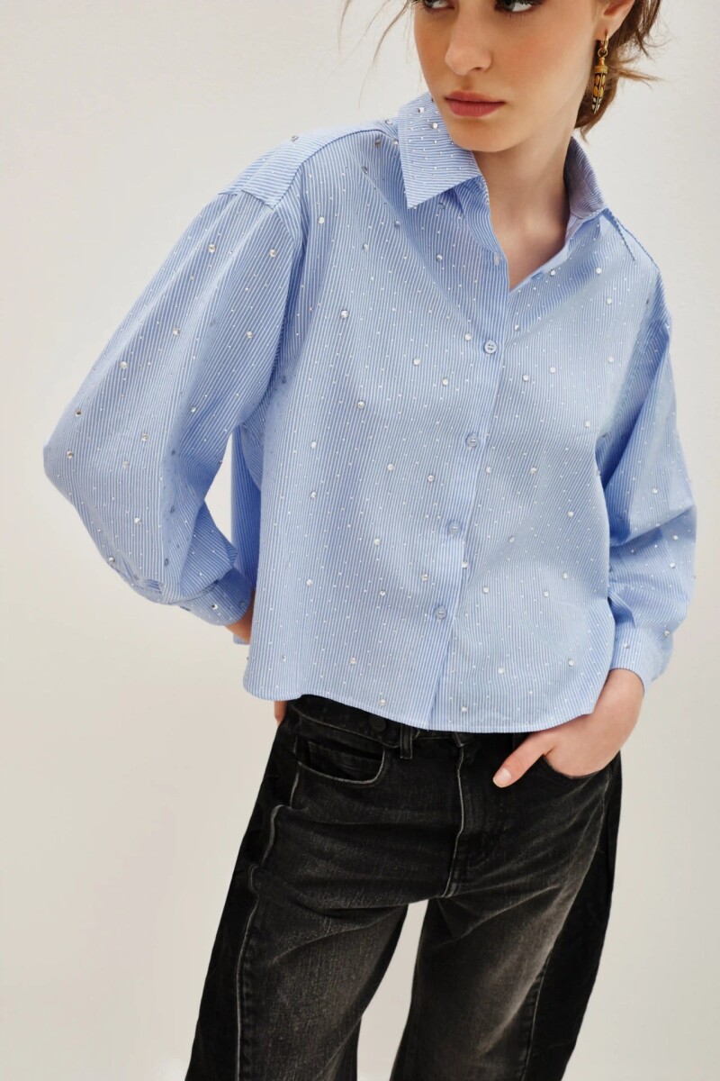 Camisa Marcel Stripes Celeste