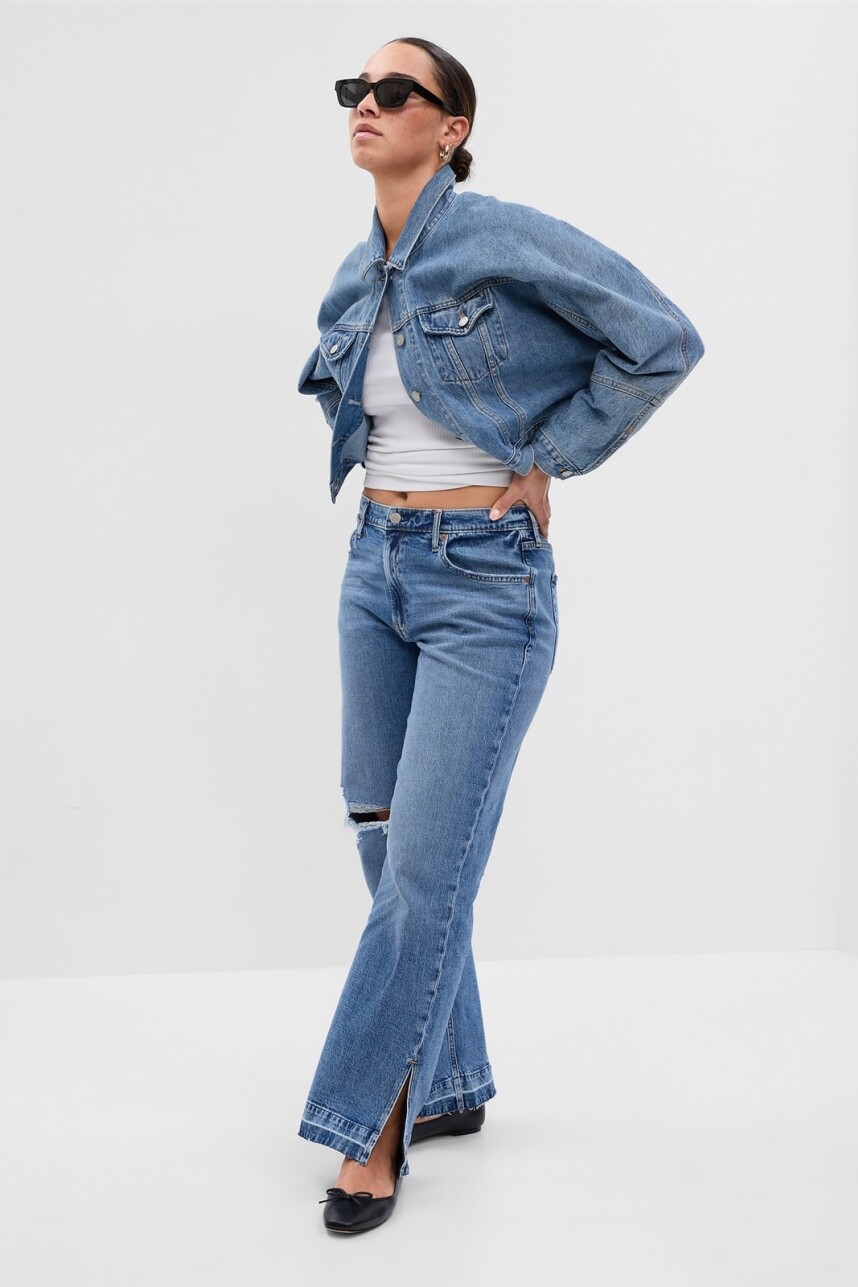 Jean 90S Loose Tiro Medio Mujer Medium Vintage Destroy