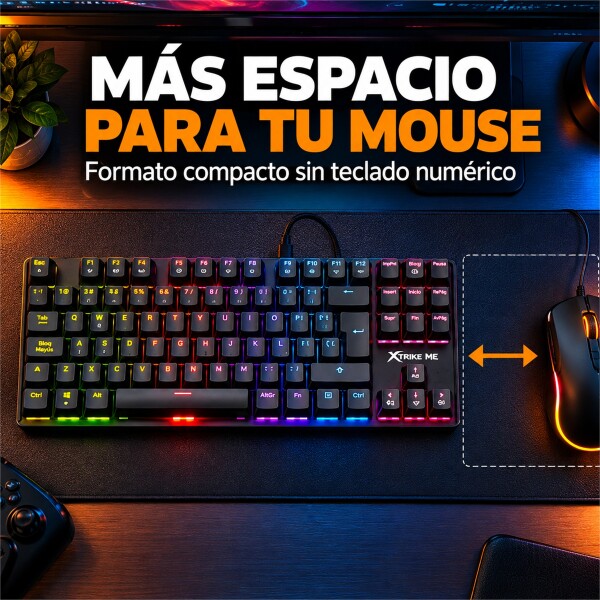 Teclado Gamer Mecánico RGB Xtrike Me GK-989B Anti-ghosting Color Negro