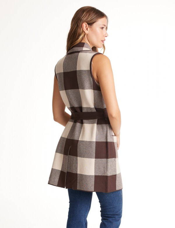 Chaleco Largo Solapa MARRON/MULTI