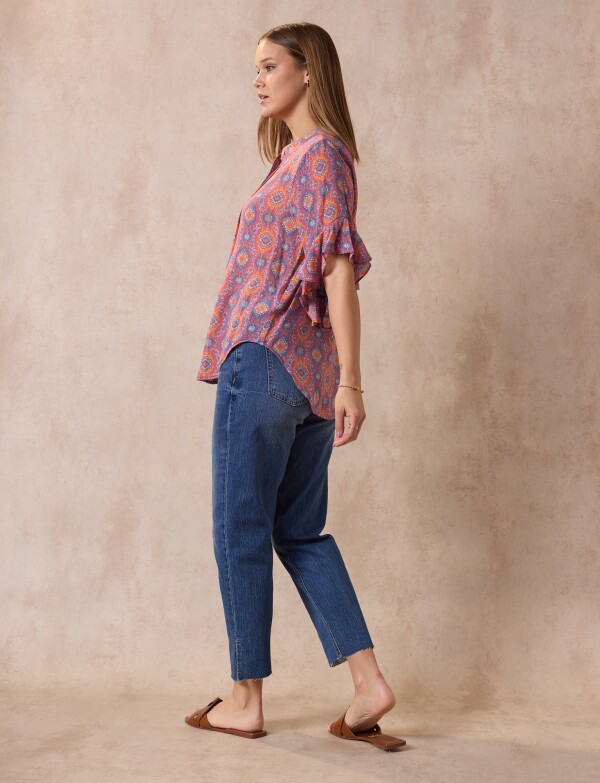 Blusa Manga Volado ROSA/MULTI