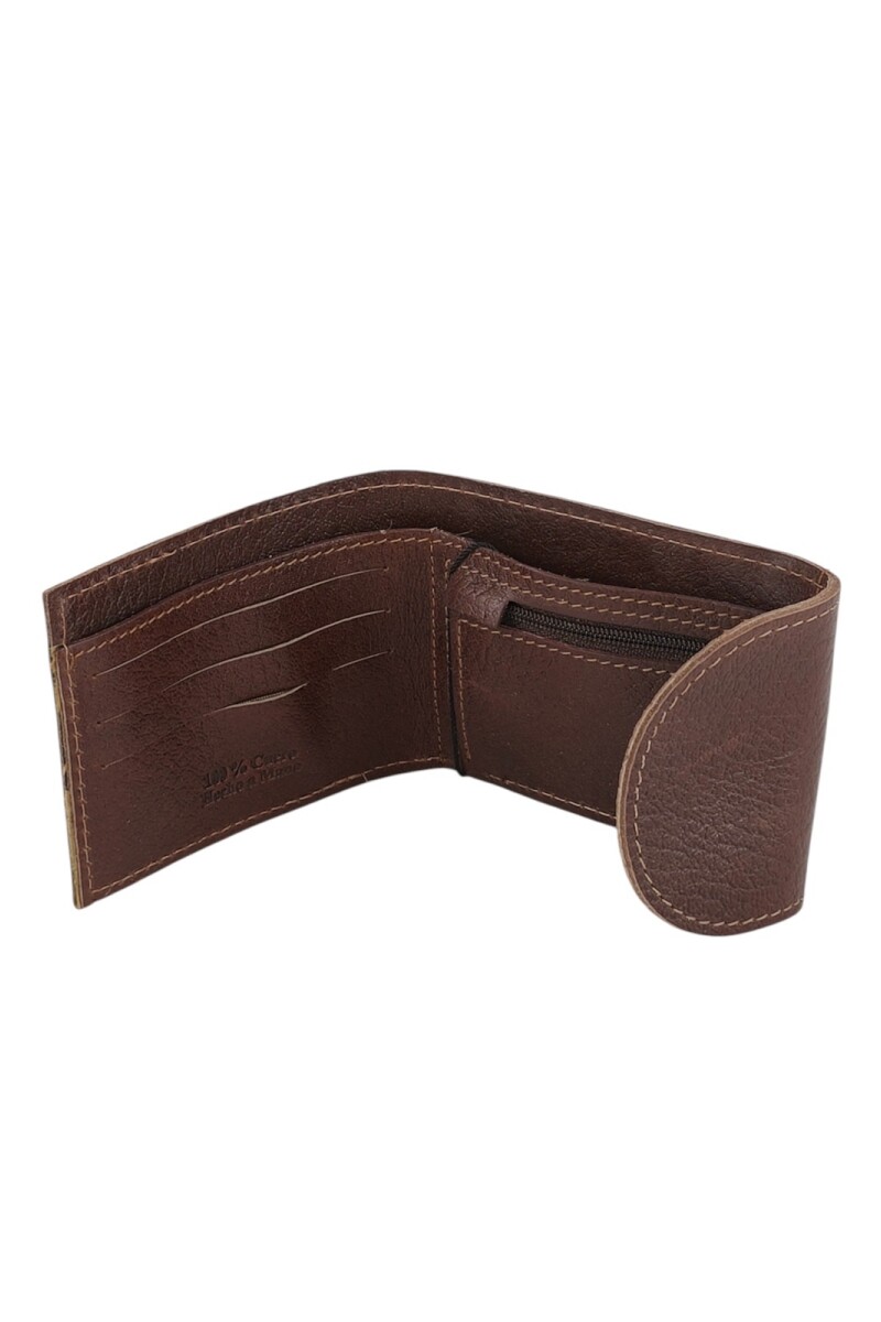 Billetera 100% cuero con solapa Marrón