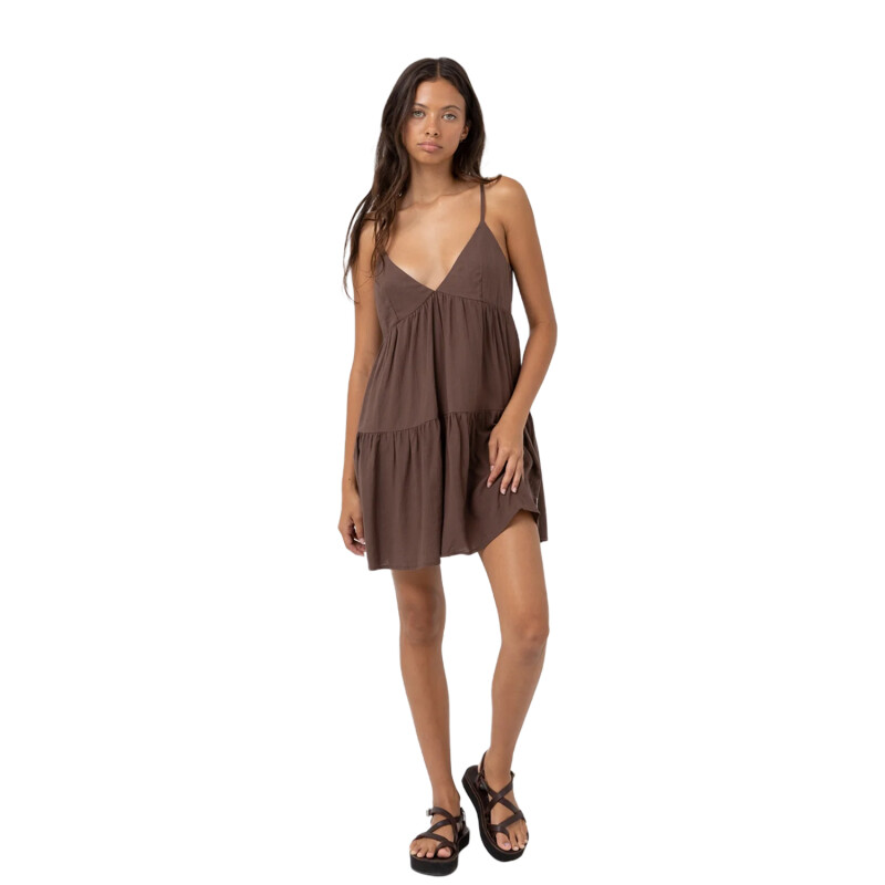 Vestido Rhythm Classic Tiered Mini - Marrón Vestido Rhythm Classic Tiered Mini - Marrón