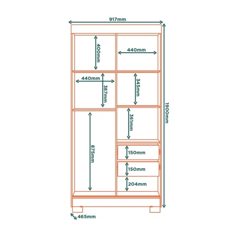 Ropero Antares Armario 2 Puertas Corredizas 2 Cajones Marrocos / Off White Ropero Antares Armario 2 Puertas Corredizas 2 Cajones Marrocos / Off White