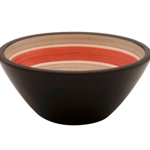 Bacha artesanal cónica de fango con decorado rojo 35 diá x 13 000