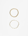 Pulseras Elásticas Sets Perla Pulseras Elásticas 2 Unidades Perla Y Metal - Dorado