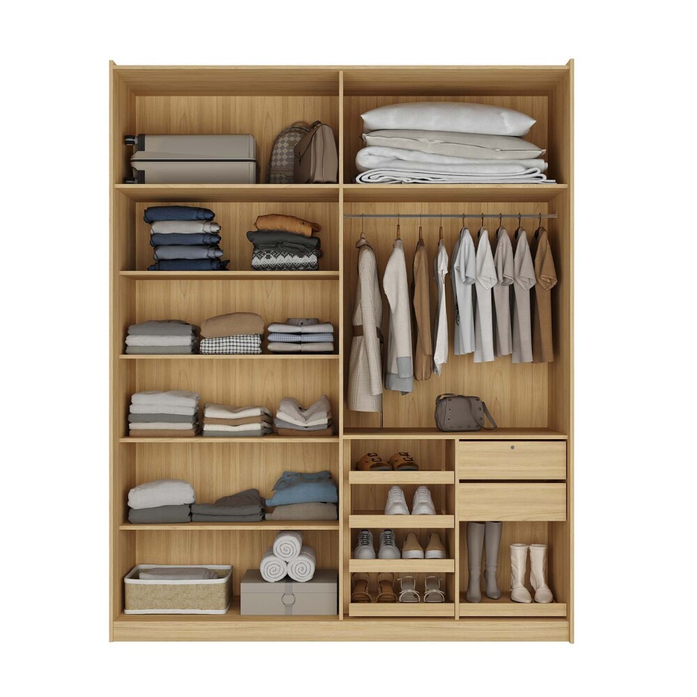 PLACARD NILO 2 PUERTAS MDF NATURAL-BEIGE C/ZAPATERA