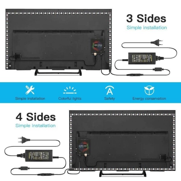 Cinta Tira Luces Led Rgb 4 Metros Ambilight Monitor Tv Y + Cinta Tira Luces Led Rgb 4 Metros Ambilight Monitor Tv Y +
