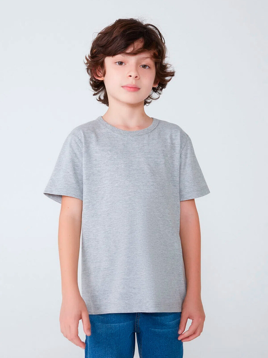 CAMISETA BÁSICA INFANTIL MANGA CORTA - GRIS 