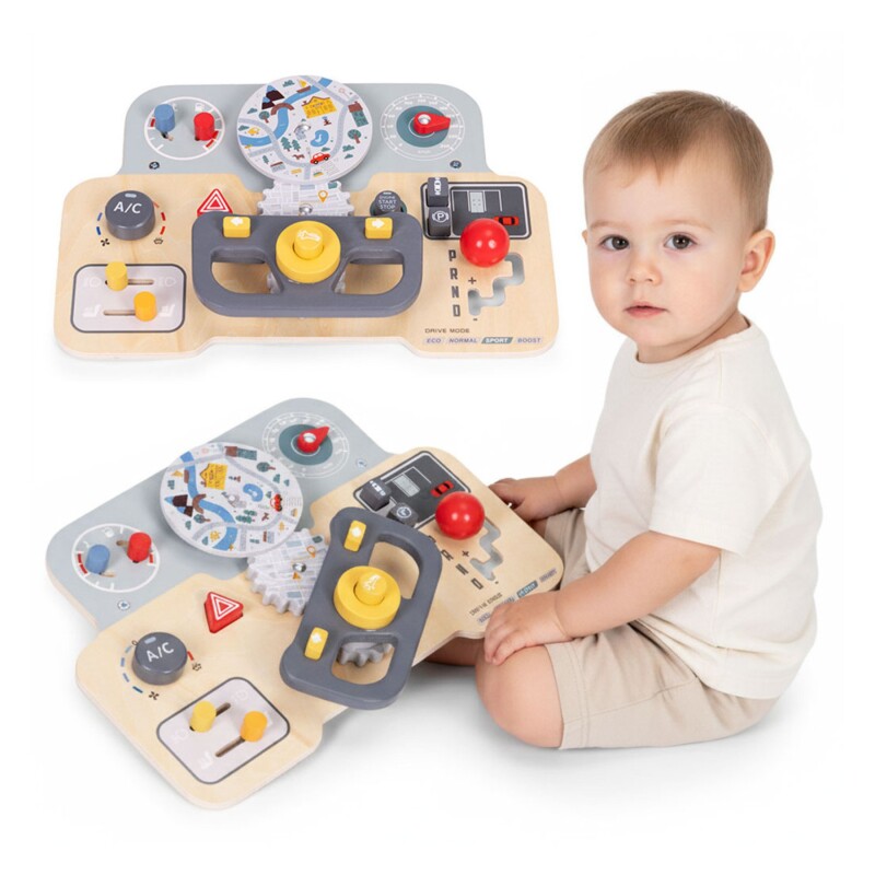 Volante con actividades de Automóvil – Juego Sensorial de Madera Volante con actividades de Automóvil – Juego Sensorial de Madera